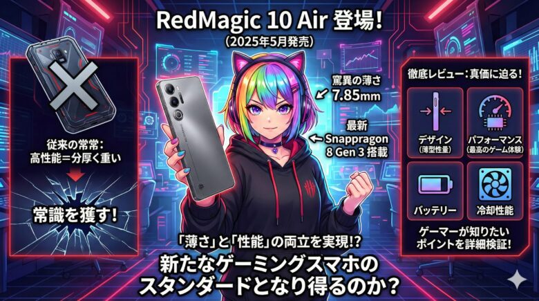 【REDMAGIC 10 Air レビュー】新基準ゲーミングスマホ。薄さ7.85mmでこの性能はヤバい！