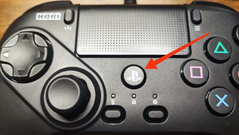 HORIファイティングコマンダーOCTAのPSボタン