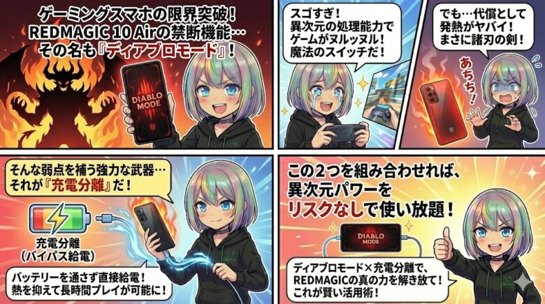 取り扱い注意!REDMAGIC10Airの「ディアブロモード」は発熱と最高パフォーマンスのトレードオフ